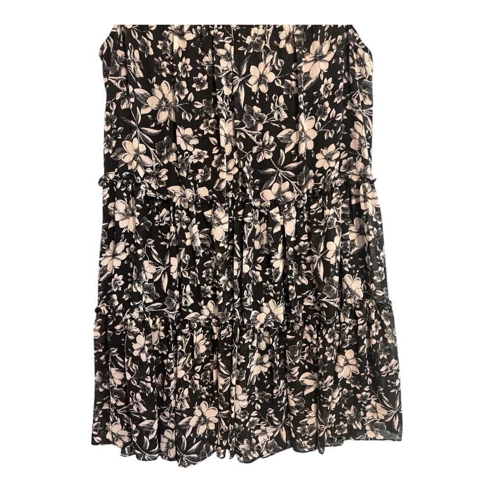 Just Taylor Sleeveless Mock Neck Smocked Floral Print A-line Chiffon Dress, Sz14 - Picture 11 of 15